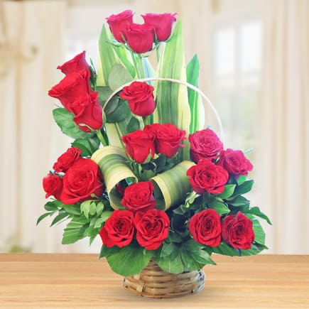 A bouquet of rich red roses